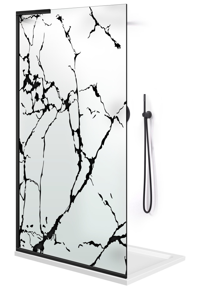 PARAVAN DUS STICLA MATA BLACK FULL INOX