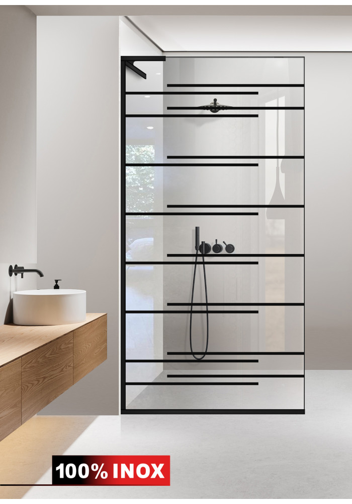 PARAVAN DUS FLOAT NEGRU INOX