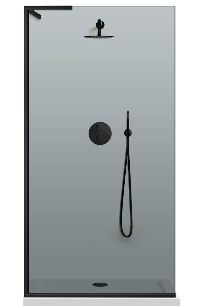 PARAVAN DUS STICLA GRI NEGRU INOX