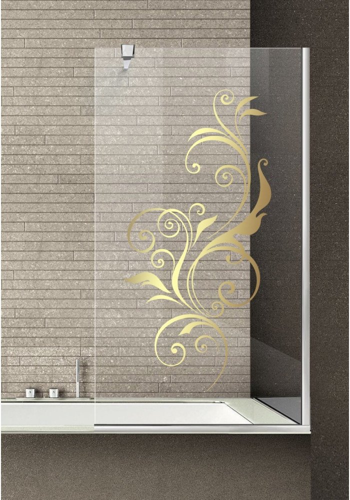 Paravan cada, model Swirly, culoare decor: auriu
