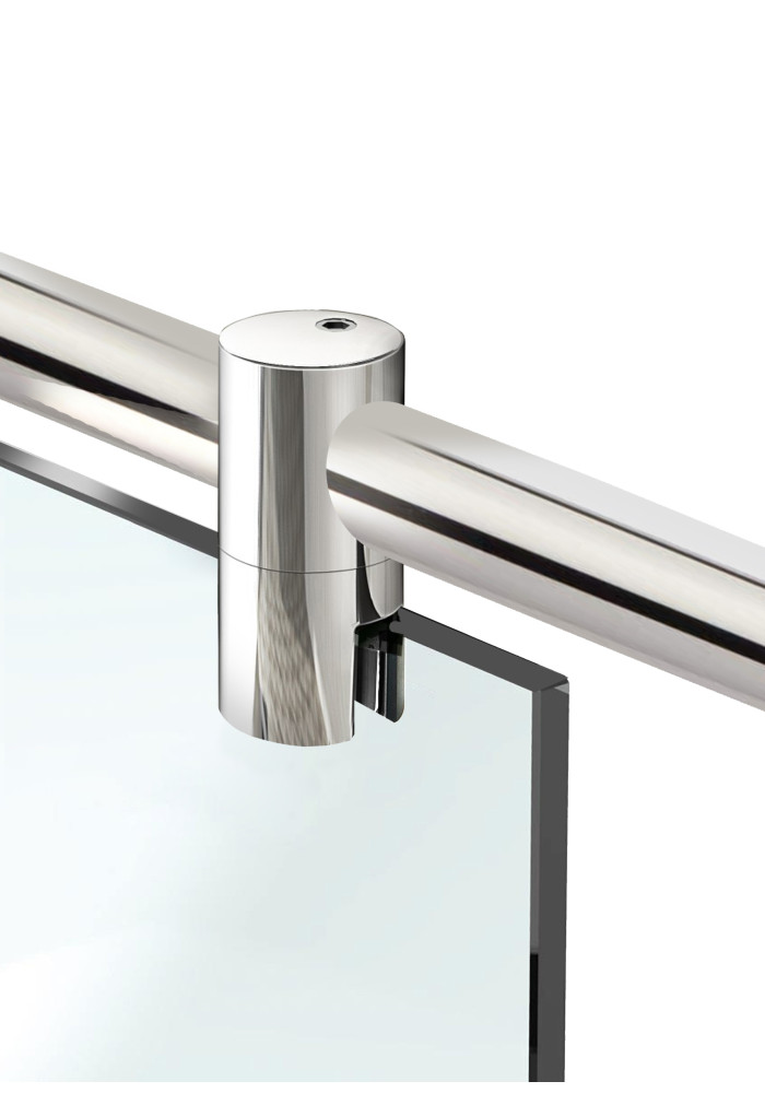 Capat bara sticla cu trecere rotund INOX lucios (FI=19 mm)