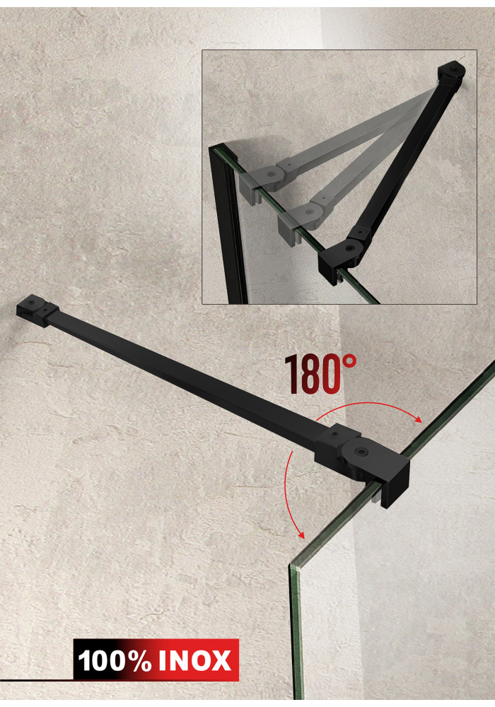 PARAVAN DUS FLOAT NEGRU BARA INOX REGLABILA