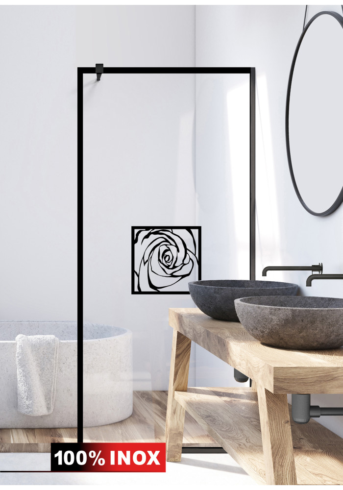 Paravan de dus WALK-IN, sticla securizata, clara, profil negru