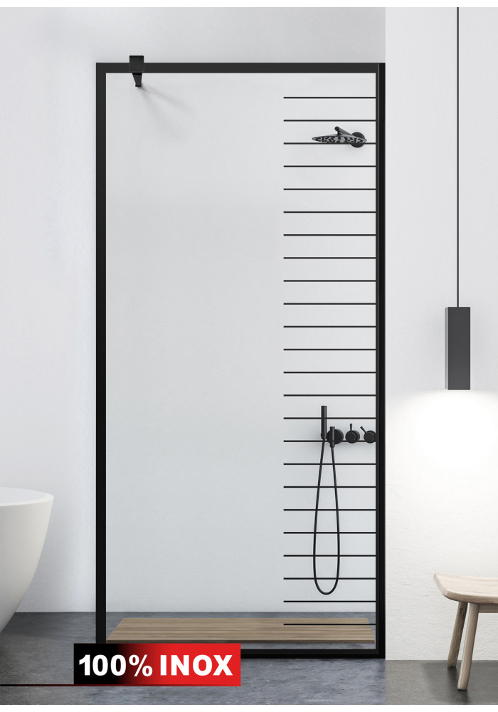 Paravan de dus WALK-IN, sticla securizata, clara, profil negru