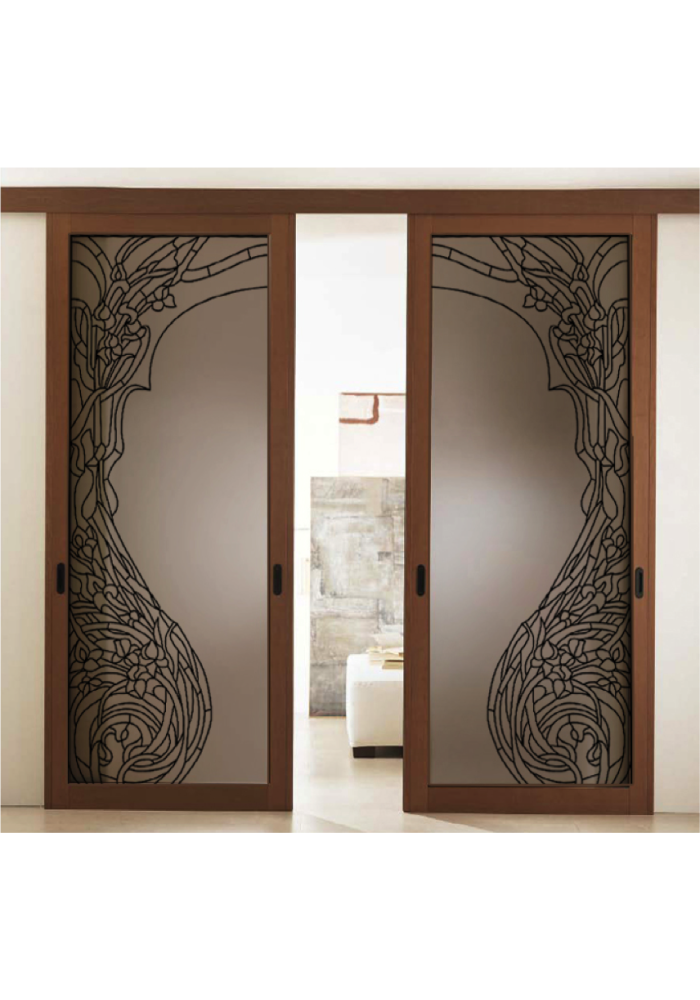 Geam bronz decorativ pentru usa interioara, model Elle