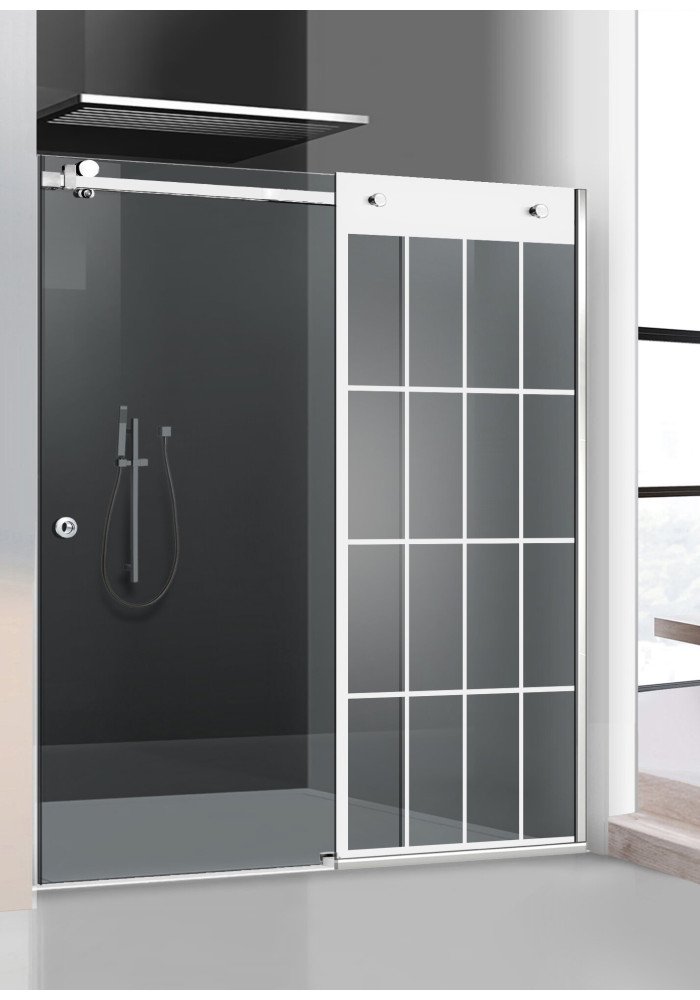 PARAVAN DUS GLISANT GRI FULL INOX