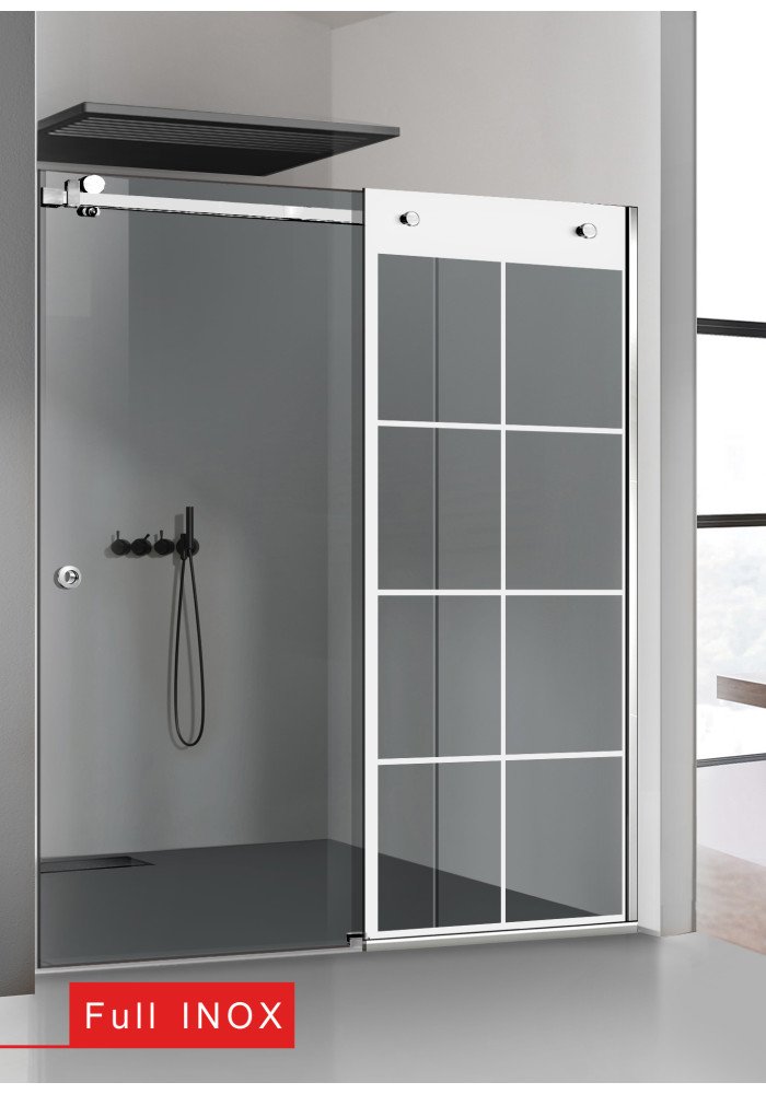 PARAVAN DUS CU USA GLISANTA GRI FULL INOX