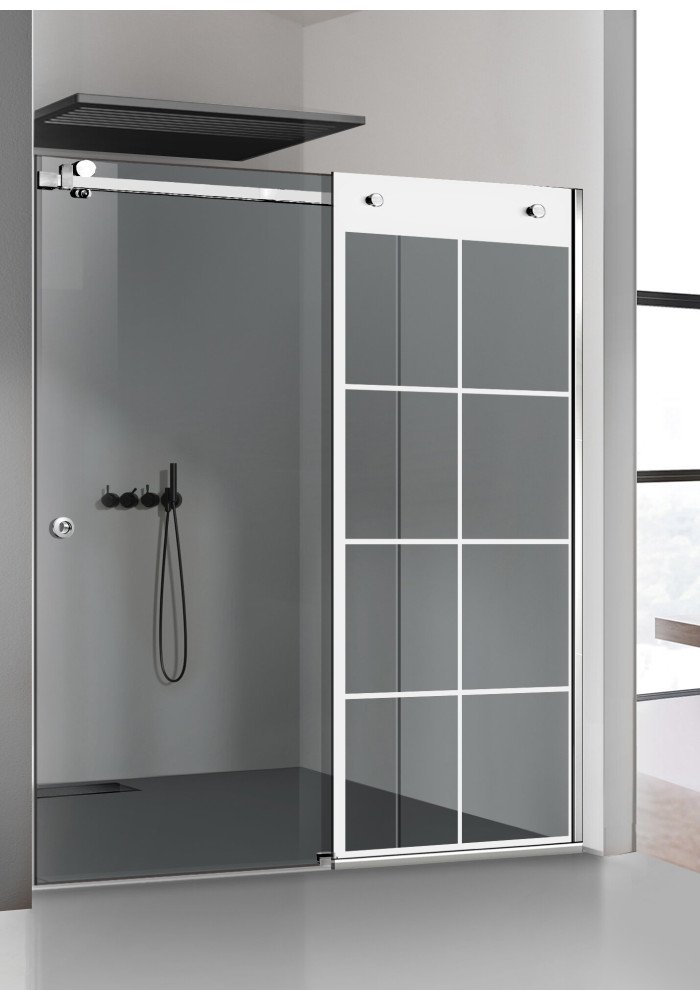 PARAVAN DUS CU USA GLISANTA GRI FULL INOX