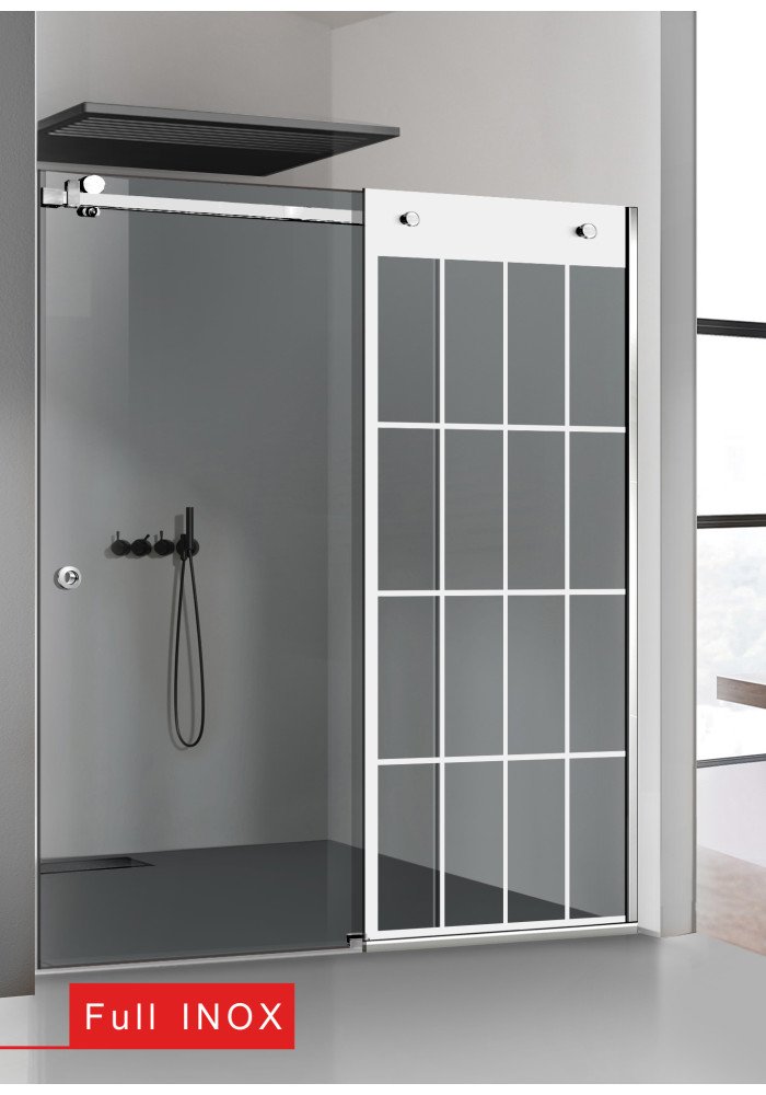 PARAVAN DUS GLISANT GRI FULL INOX