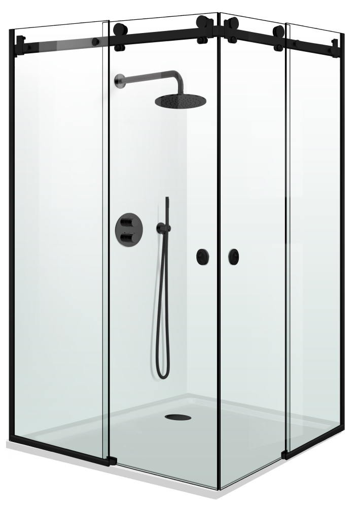 CABINA DUS GLISSANDO DUO NEGRU MAT