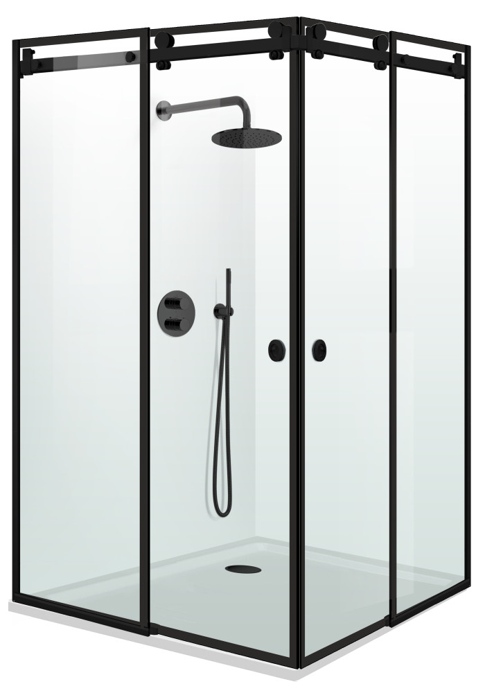 CABINA DUS GLISSANDO DUO NEGRU MAT FRAME NEGRU