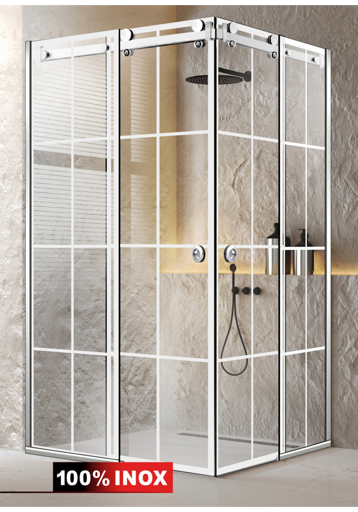 CABINA DUS GLISANT FULL INOX MODE ALB