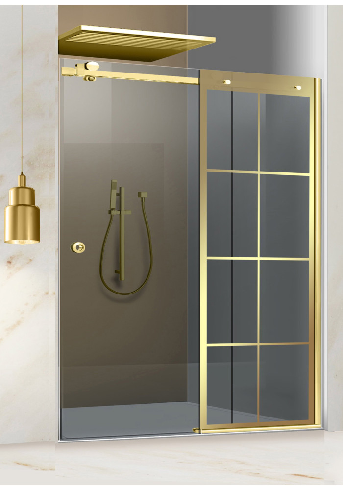 PARAVAN DUS CU USA GLISANTA GRI FULL INOX AURIU