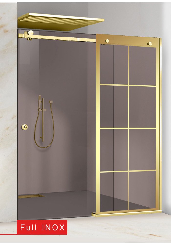 PARAVAN DUS BRONZ FULL INOX AURIU