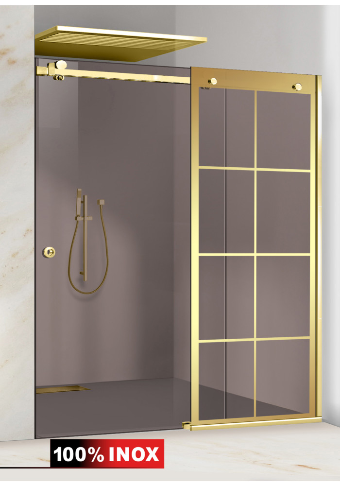 PARAVAN DUS BRONZ FULL INOX AURIU