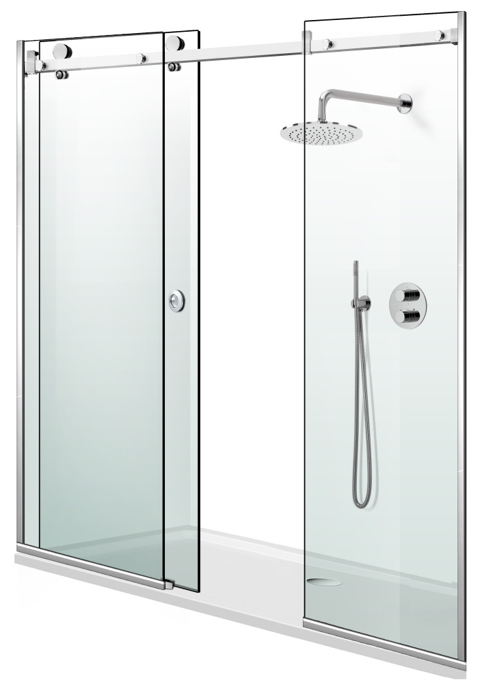 PARAVAN DUS GLISANT FLOAT FULL INOX 