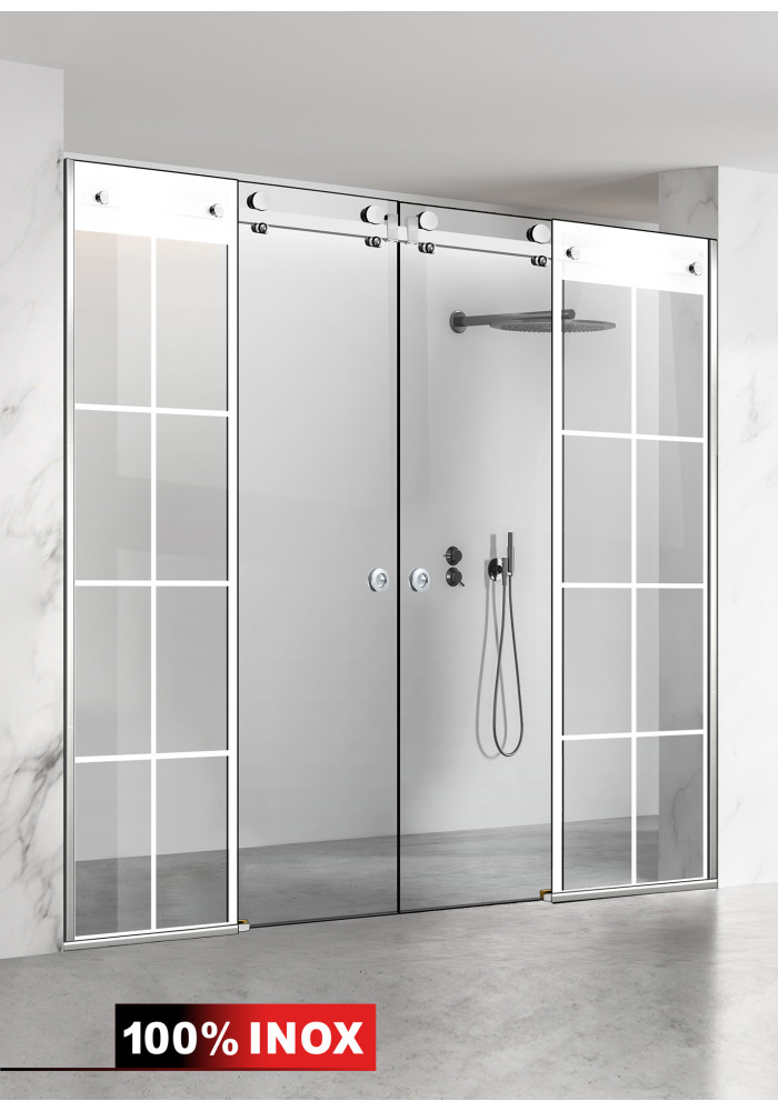 PARAVAN DUS GLISANT FULL INOX FERONERIE MODE ALB