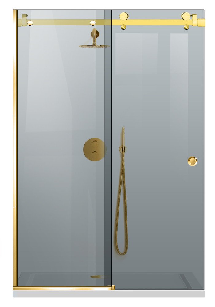 PARAVAN DUS CU USA GLISANTA GRI FULL INOX AURIU