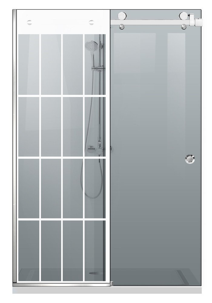PARAVAN DUS GLISANT GRI FULL INOX