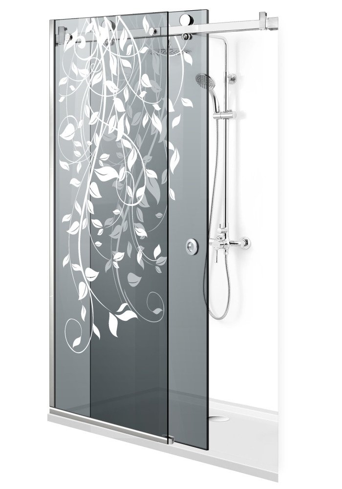 PARAVAN DUS CU USA GLISANTA GRI FULL INOX