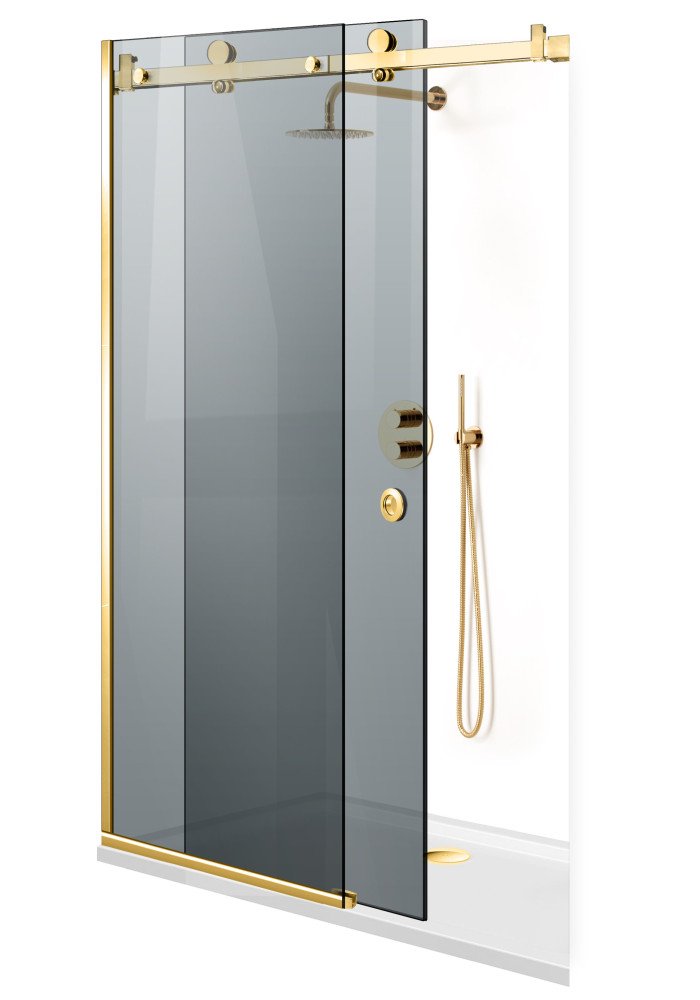PARAVAN DUS CU USA GLISANTA GRI FULL INOX AURIU