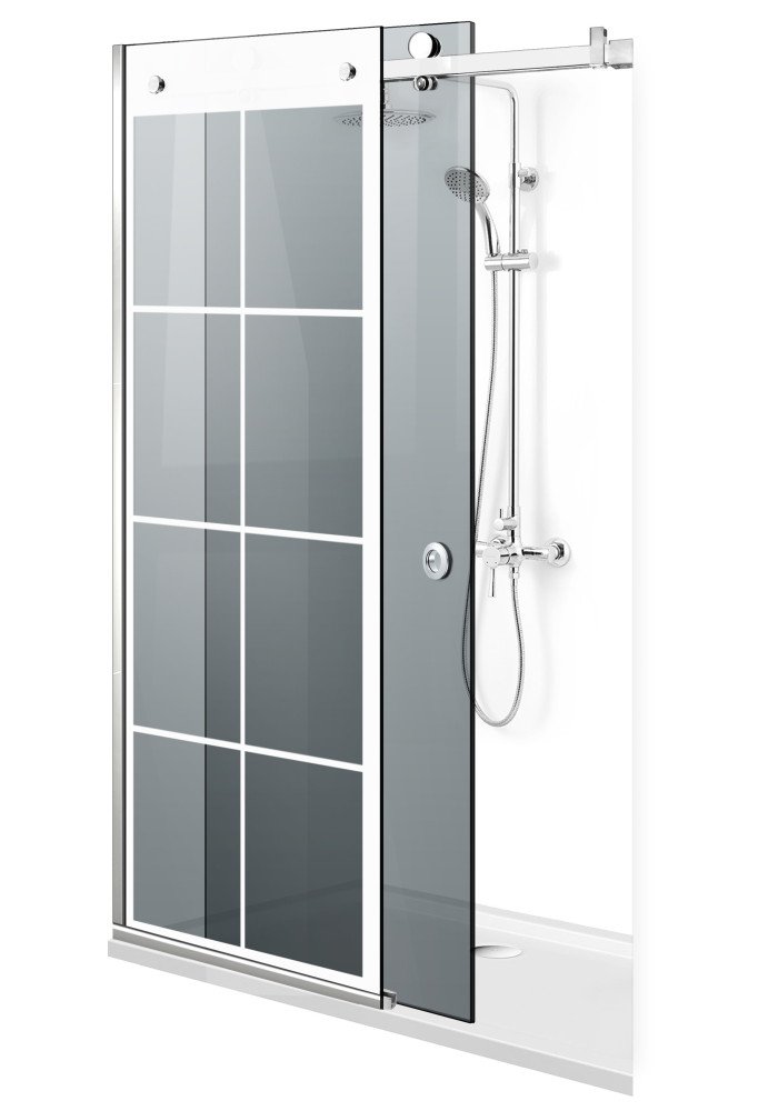PARAVAN DUS CU USA GLISANTA GRI FULL INOX