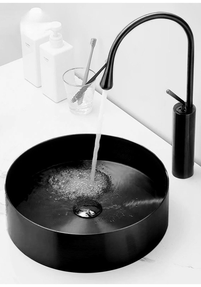 Lavoar INOX negru gun metal rotund