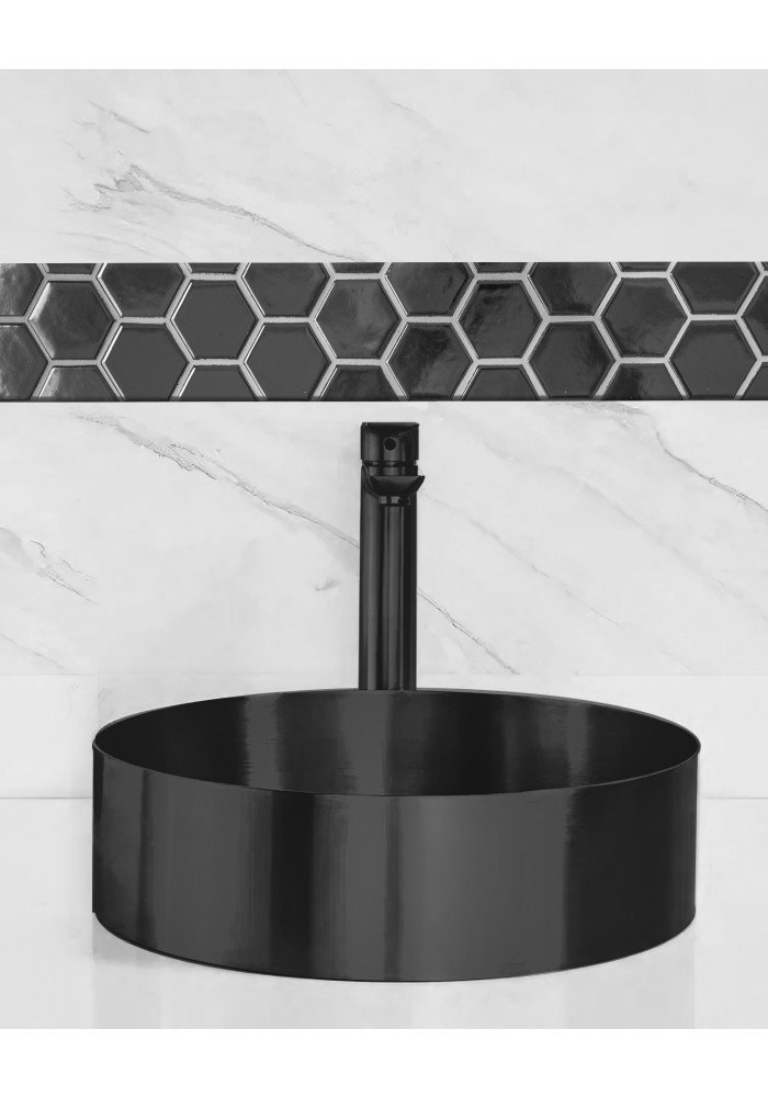 Lavoar INOX negru gun metal rotund