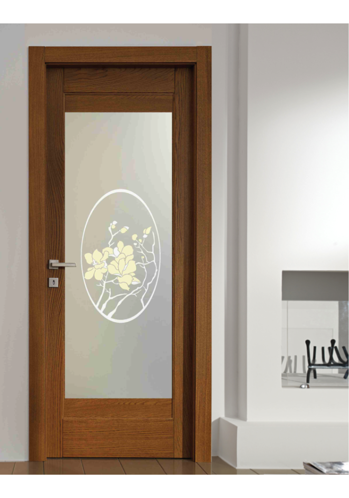 Geam decorativ sablat pt. usa interioara Magnolia