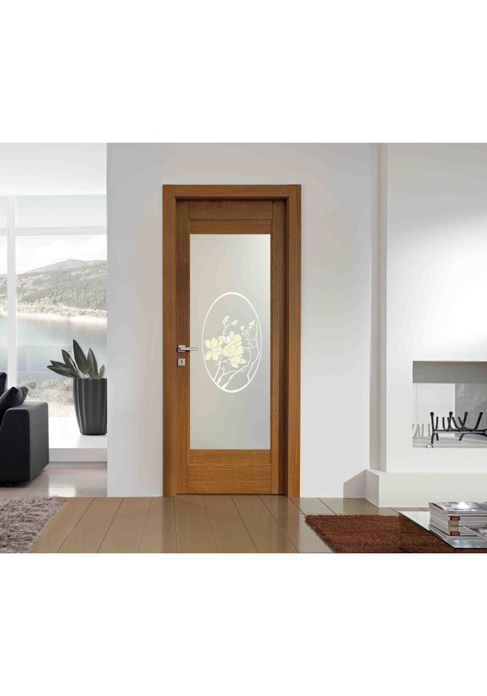 Geam mat decorativ sablat pt. usa interioara Magnolia