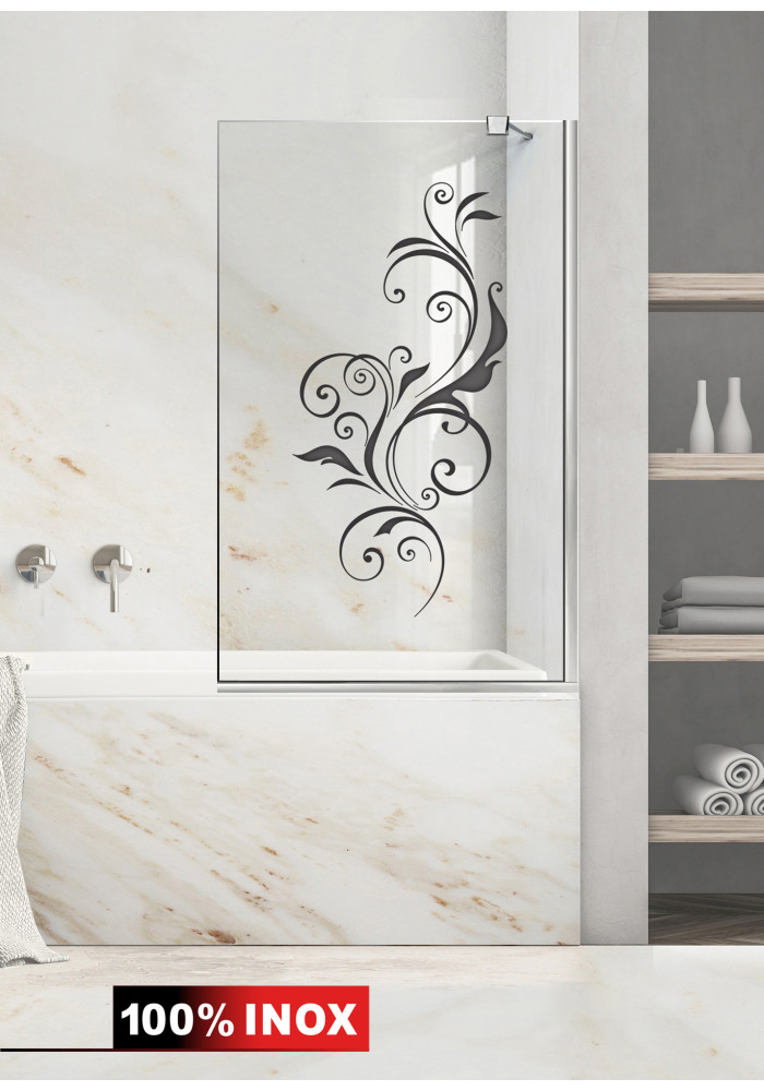 Paravan cada, model Swirly, culoare decor: negru