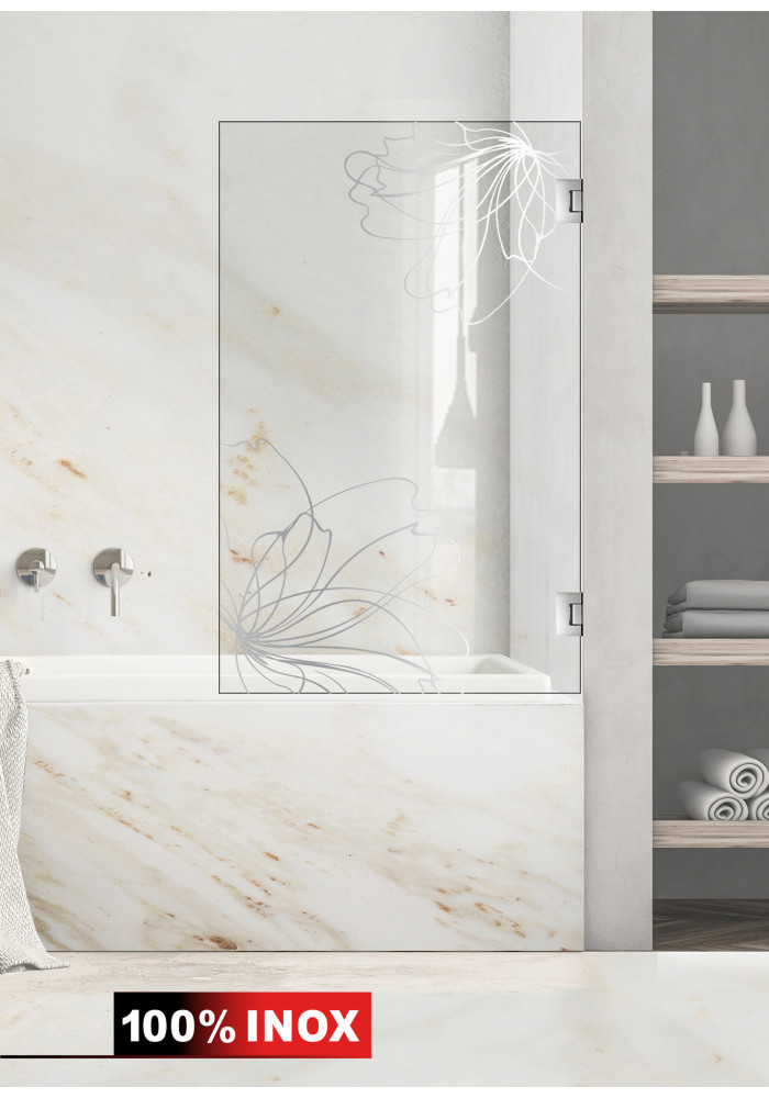 Paravan cada, model Floral Art, culoare decor: incolor