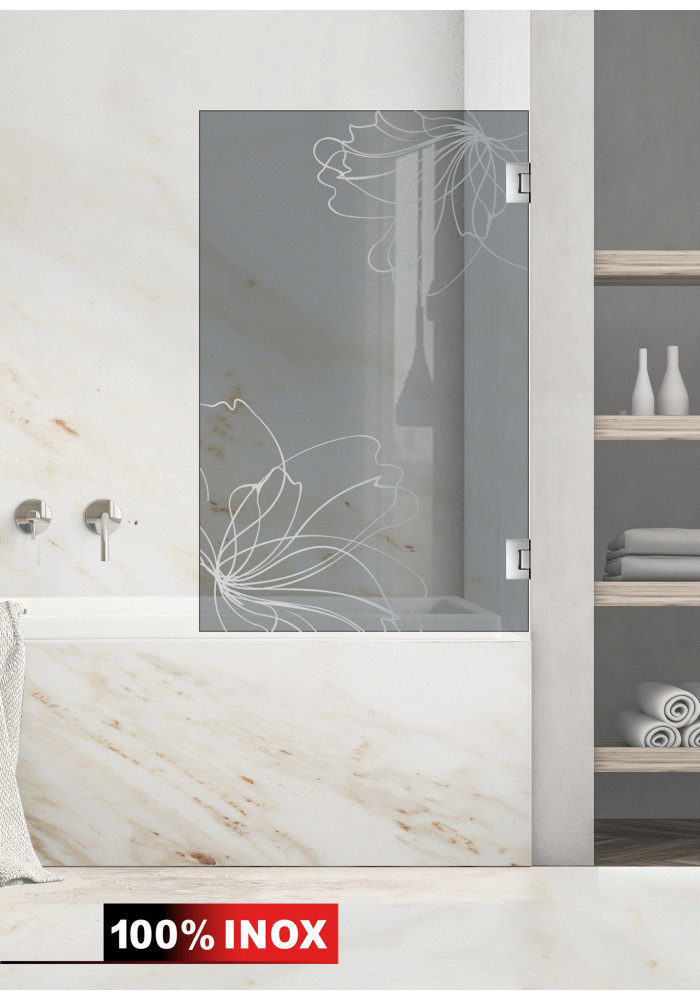 Paravan cada, model FLORAL ART, sticla gri