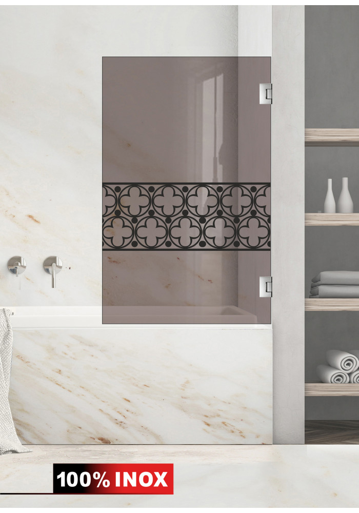 Paravan cada, sticla bronz, sablare culoare negru