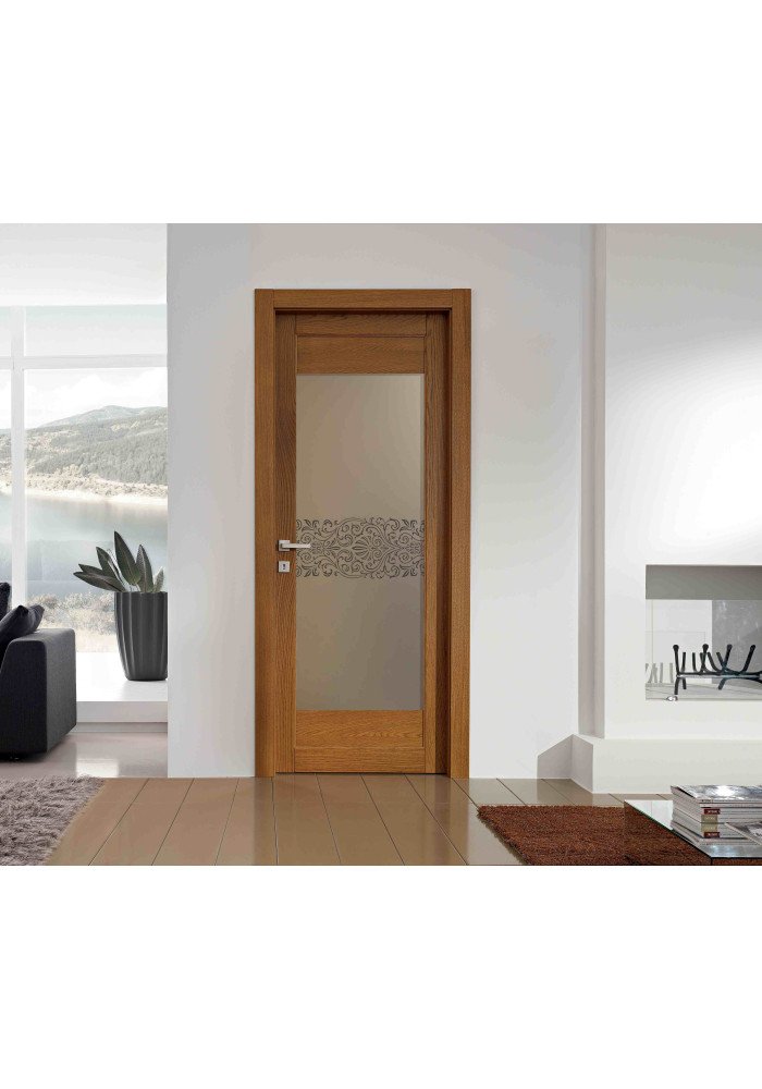 Geam decorativ sablat pt. usa interioara sticla bronz