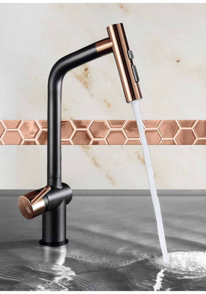 Baterie cu cap extractibil negru cu rose gold