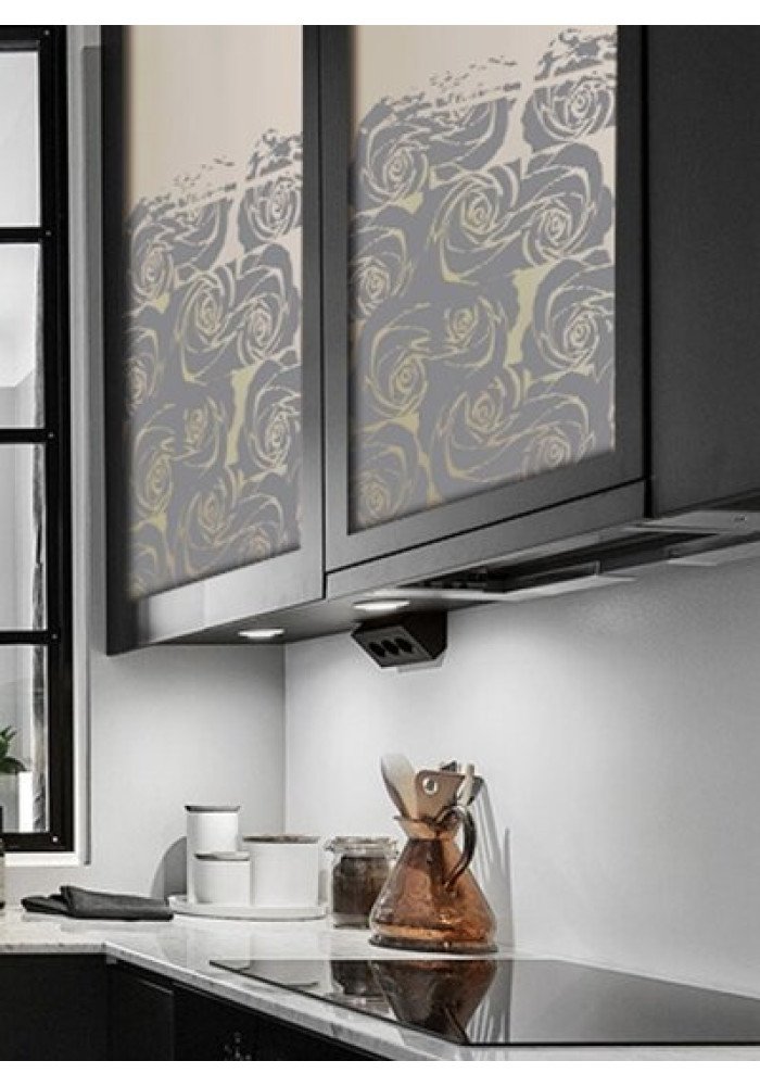 Vitrina sablata, Trandafiri Modern Bronz Mat,contur gri antracit