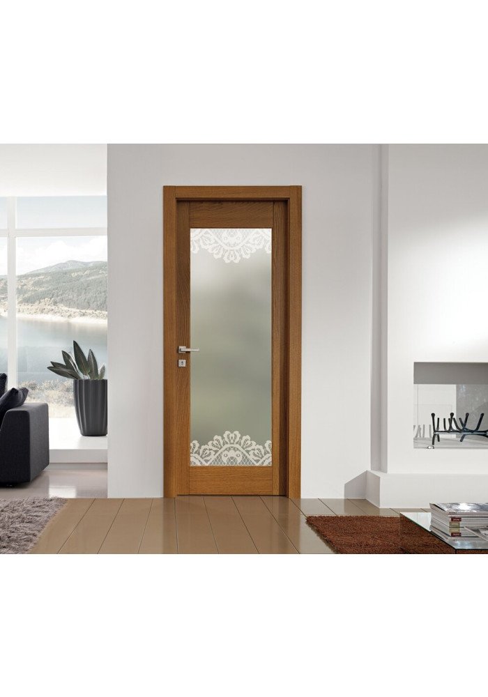 Geam mat decorativ pentru usa lemn