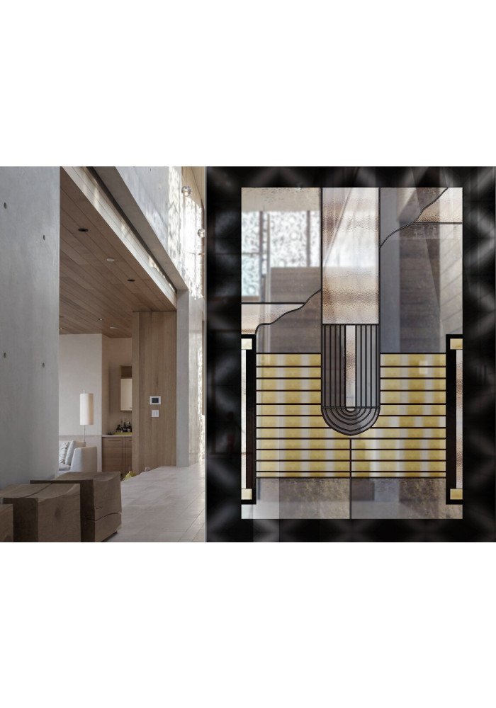 Vitraliu pictat cu design minimalist