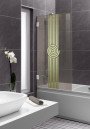 Paravan cada, (20), sticla bronz decorata, 6 mm, RAVANA MOBIL model GREEC, feronerie INOX 