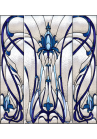 Vitraliu clasic, cu lant de flori albastr