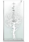 Paravan Cabina de dus Walk-in, (068), sticla clara decorata, 8 mm, AQUA ROY-LIFE TREE, feronerie INOX