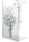 Paravan Cabina de dus Walk-in, (068), sticla clara decorata, 8 mm, AQUA ROY-LIFE TREE, feronerie INOX