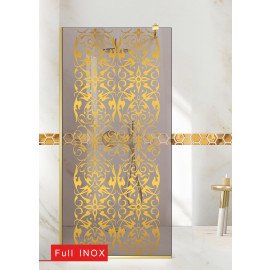 Paravan cabina de dus walk-in, (2468) Aqua Roy ® Gold, model Regency Full auriu, sticla 8 mm bronz securizata, anticalcar